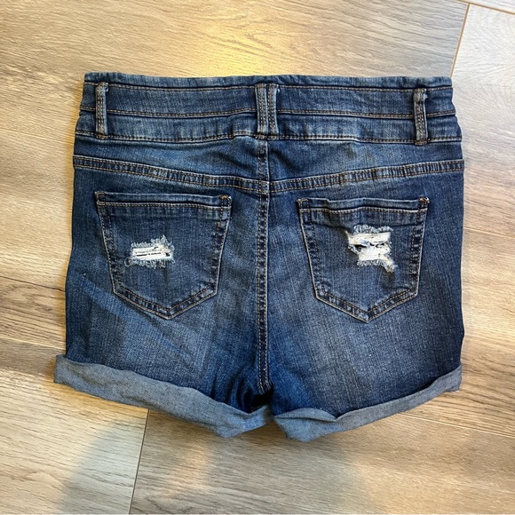 Blue Spice High Rise Rolled Denim Shorts - Picture 2 of 5